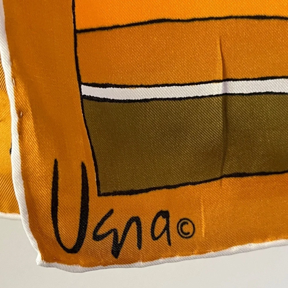 Vintage Vera Geometric Oblong Scarf Mustard Olive Orange